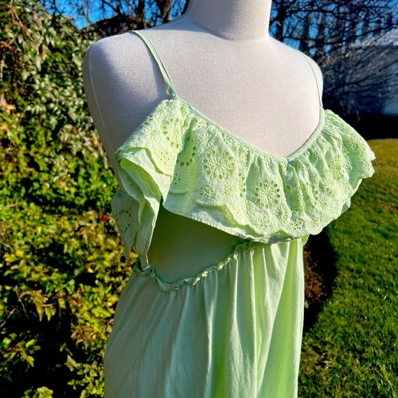 ZABA-  Lime Green Ruffle Maxi Dress - Picture 3 of 8